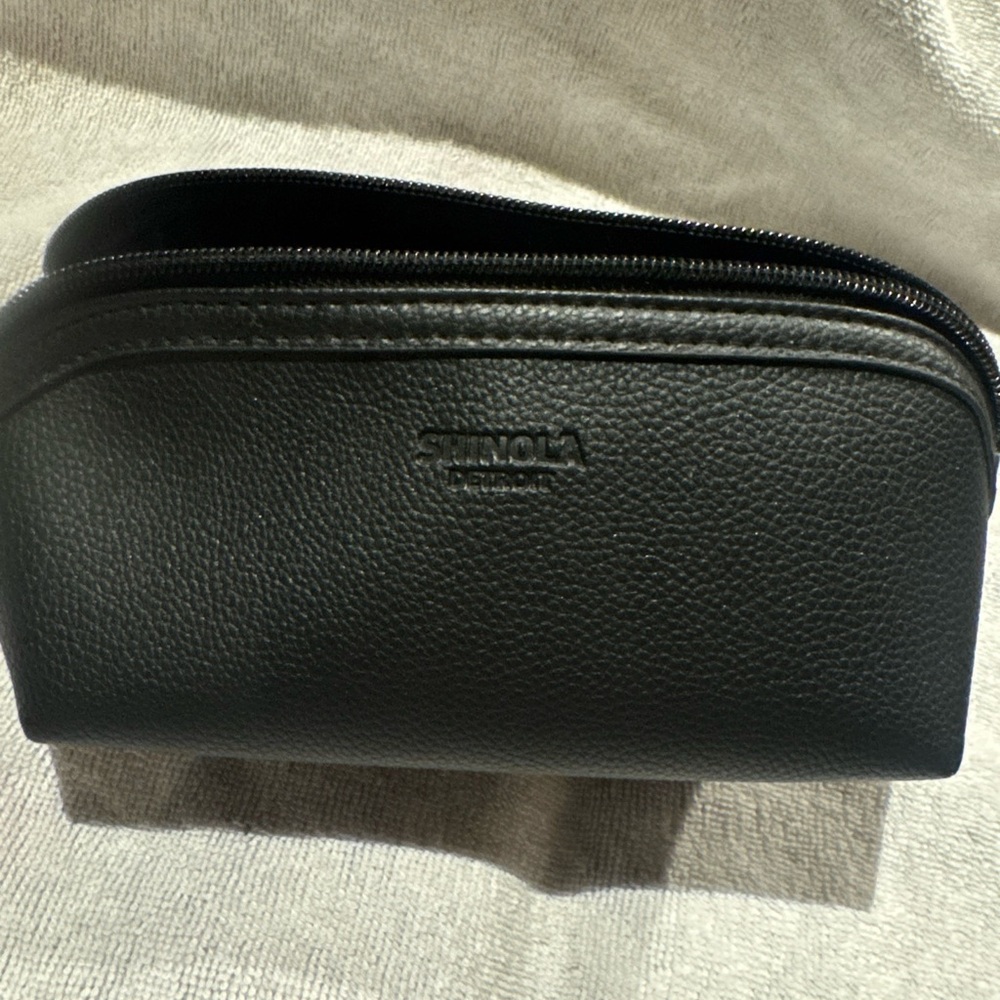 Shinola Black Leather First Class Toiletry Bag American Airlines